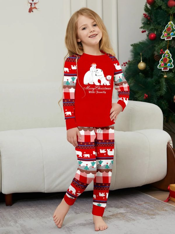 2024 Cartoon Bear Print Family Christmas Matching Pajamas Adults Kids Clothing Set Soft Warm Sleepwear Long Sleeve Loose Pyjamas - Image 5