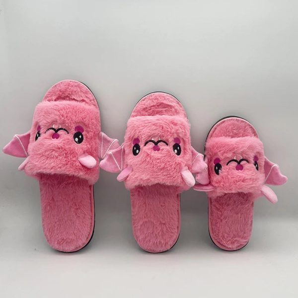 Halloween New Bat Slippers Women Plush Shoes Lightweight Home Silent Fuzzy Slipper Men Flip Flops Cartoon Kid Adults Flat Slides - Image 2